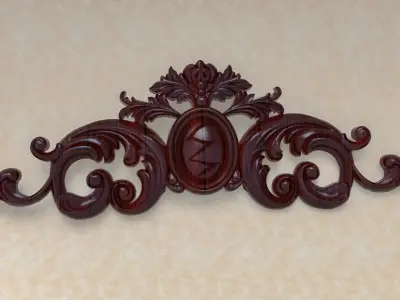 Plaster ornately carved wooden wall plaque 3D model
