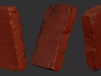 Realistic yellow broken brick 3d scan in highpoly 3D model