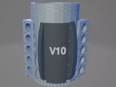 3D Printable- V10 Engine Block Beer Mug with Fixed Flywheel  3D print model