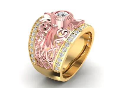 Classic Engraved Gemstone Men Ring 3D Model 643 3D print model