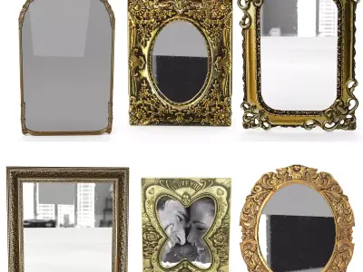 Antique Frame Mirror Collection Low-poly 3D model
