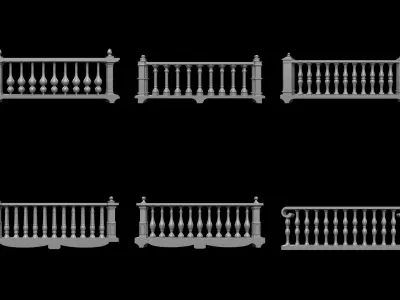Traditional Balcony Railings Base Mesh Vol 1 Low-poly 3D model