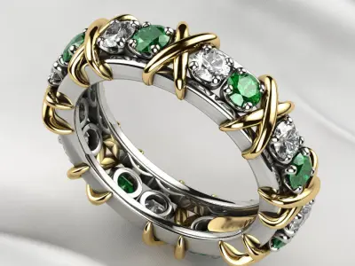 X Ring 3mm Stones Gold 3D print model