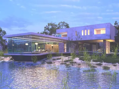 Super modern beach villa house 3ds max corona 3D model