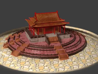Chinese ancient palace  Low-poly 3D model