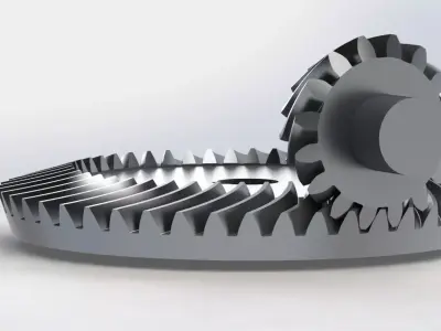Spiral Bevel Gear - RATIO 3 - TEETH 16 48 3D print model