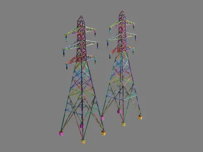 Overhead Powerline Pack Low-poly 3D model
