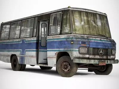 Old Bus Mercedes-Benz  608D Low-poly 3D model