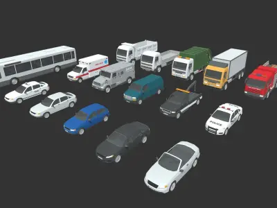 Low Poly Vehicles  Low-poly 3D model