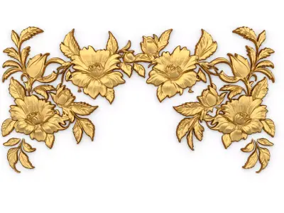 decor set wall panel flowers relief mural CNC 09 3D print model