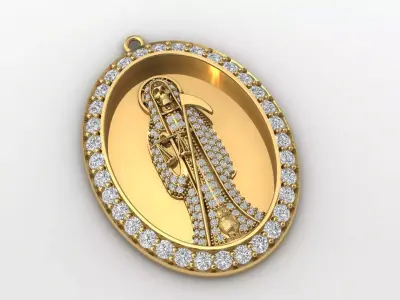  santa muerte holy death small size pendant 3D STL 3DM skull 3D print model