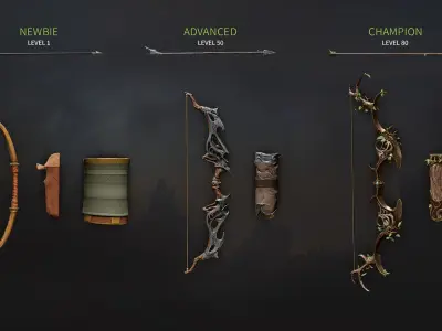 MMORPG Advanced Archers - Medieval Fantasy Modular Character Low-poly 3D model