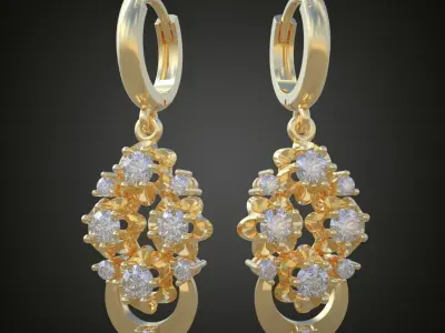 Earring 3D model 3D printable model 0107-10ol21n Free 3D print model