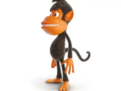 Monkey cartoon rigged 3D model