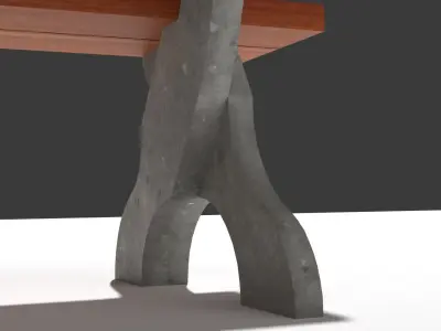 Bench made of wood and concrete Free 3D model