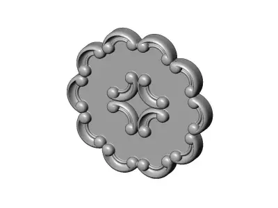 Round eternity carved corners scroll arc frame rosette relief 3D print model