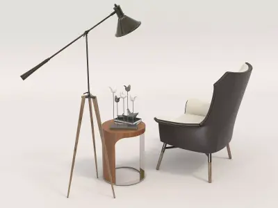 Modern Coffee Table and Armchair Set 12 3D model