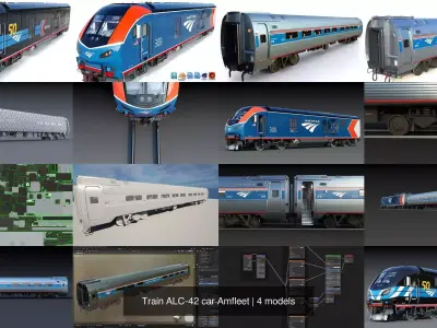Train ALC-42 car Amfleet 3D Model Pack