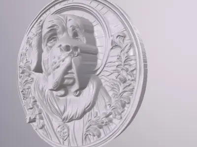St Bernard 1 basrelief for 3D printing 3D print model