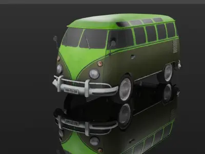 VW transporter T1 lowpoly personal car Low-poly 3D model