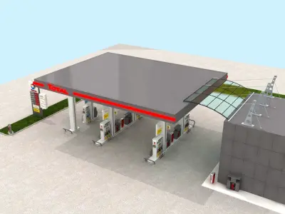 Total France Gasoline Station High Detail 3D model