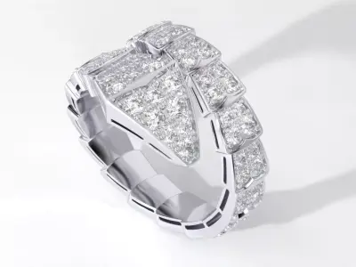 BVLGARI diamond snake ring 16mm size 3D print model
