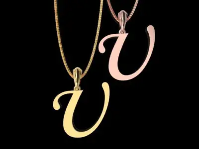Letter U NECKLACE pendant 3D print model
