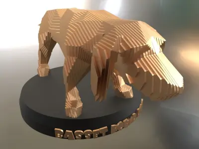 Parametric Asia Basset Hound Dog Low-poly 3D model