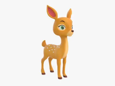 Cartoon Deer Cute Low-poly 3D model