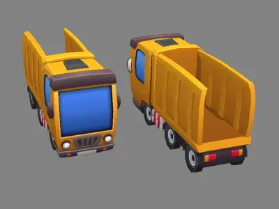 Cartoon truck - Engineering truck Low-poly 3D model