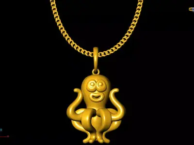 Octopus pendant charms - one inch pendant 3D print model