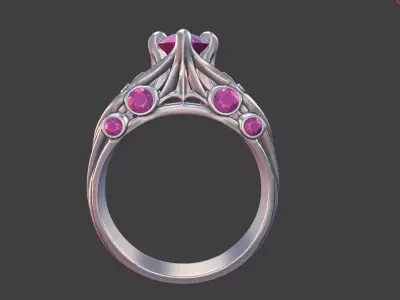 MULTI GEMSTONE FLORAL ENGAGEMENT RING 3D print model