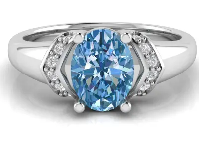 Beautiful female Oval gem ring 3D print model