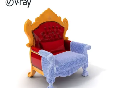 Royal Throne Chair Model Pack  Detailed and Ornate Design Low-poly 3D model
