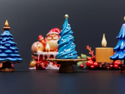 Christmas candle decorations 3D model