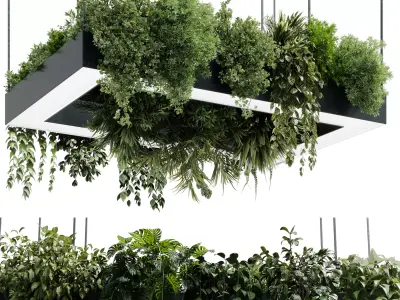 Rectangle pot light pendant - plant light hanging 27 CORONA 3D model