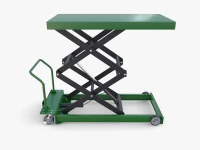 Animated Scissor Lift Table Green 3D model
