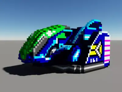 Blue Falcon - F Zero - Voxel Art 3D model
