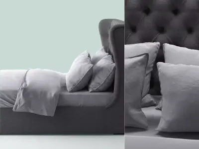 Loren bed with tufted headboard 3D model