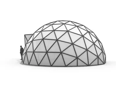 Geodesic Dome with Door Opening and enclosure Panels 3D model