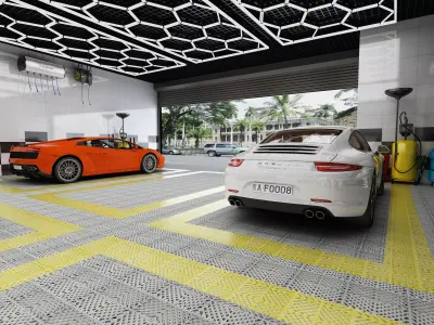 auto repair shop Low-poly 3D model