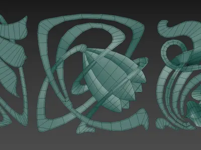 Art Nouveau flower ornaments 3D print model