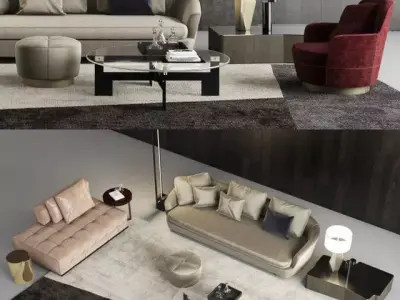 Minotti Grand Jacques Sofa set Free 3D model