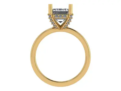 emerald cut solitare all under halo diamond on prongs  3D print model