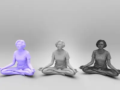 Woman in lotus position meditating 440 Low-poly 3D model