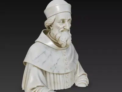 Marble Cleric Bust with Gentle Smile - Classical Religious Elder 3D print model