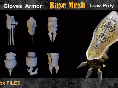 30  Gloves Armor  Base Mesh vol 9 Low-poly 3D model