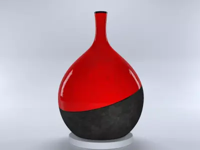 Vase - Concrete and Red Ceramic - 60 cm high 3D model