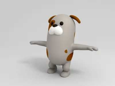 Rigged Cartoon Dog 3D model