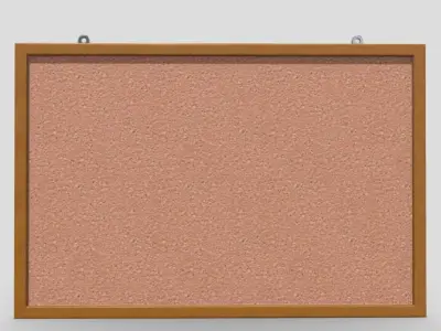 Corkboard metal bar with stripe Low-poly 3D model